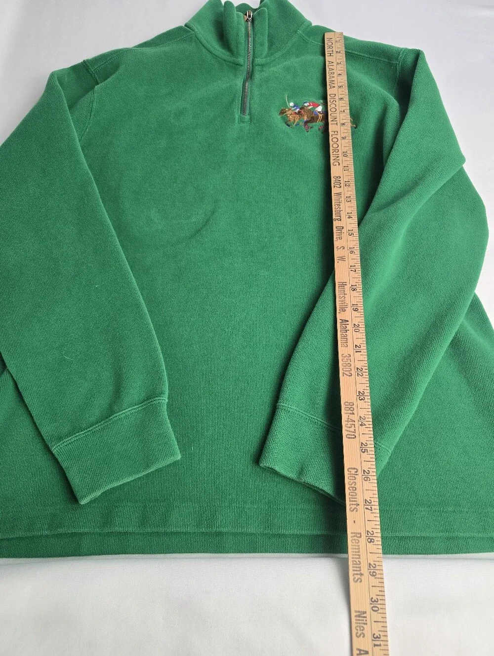 Polo By Ralph Lauren Green 1/4 Zip Pullover Sweater Big Pony XL